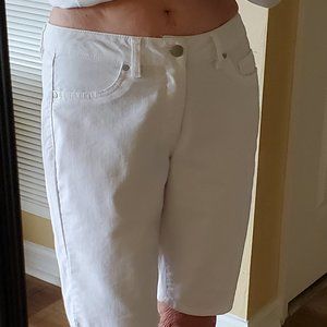 White Denim Shorts - Bermuda Length Size 6